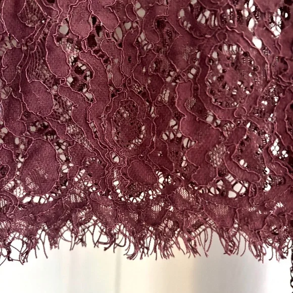 Anthropologie Bl^nk London Wine Lace Savannah Long Sleeve Top Medium - Picture 8 of 13
